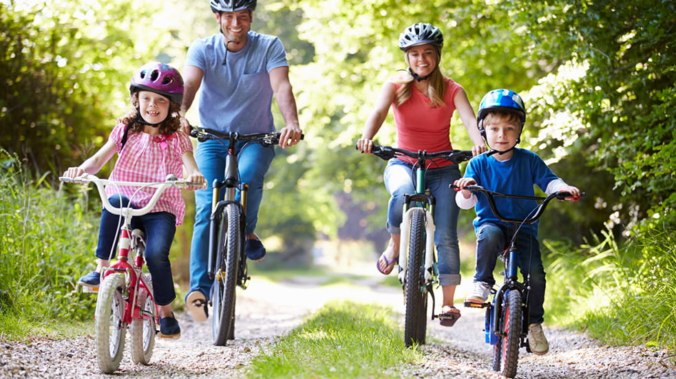 Get fit as a family - kids and adults riding bikes